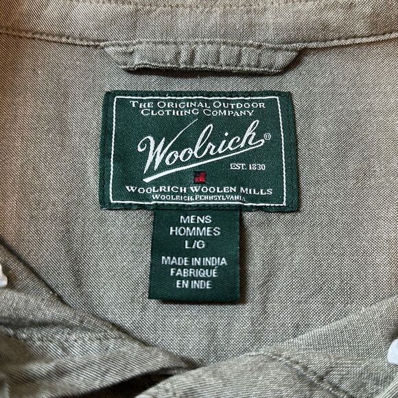 Woolrich Men's Woolen Mills Button Down Shirt Green Sz Large Outdoors‎ - Picture 4 of 4